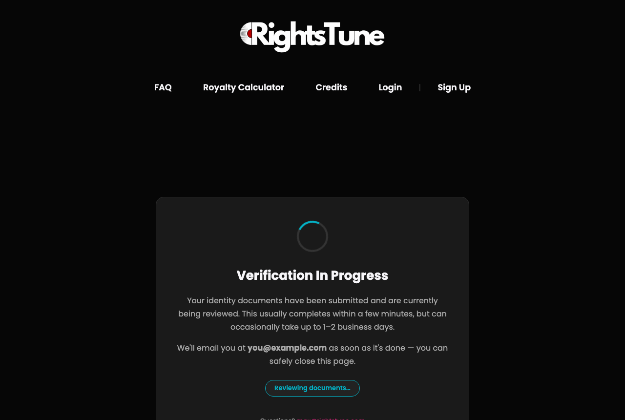 Verification in progress screen while identity documents are reviewed