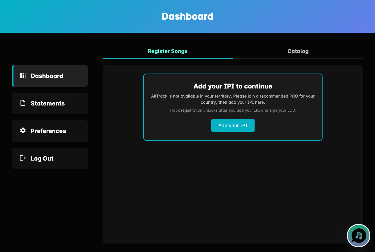 Dashboard asking you to add an IPI because AllTrack is not available in your territory